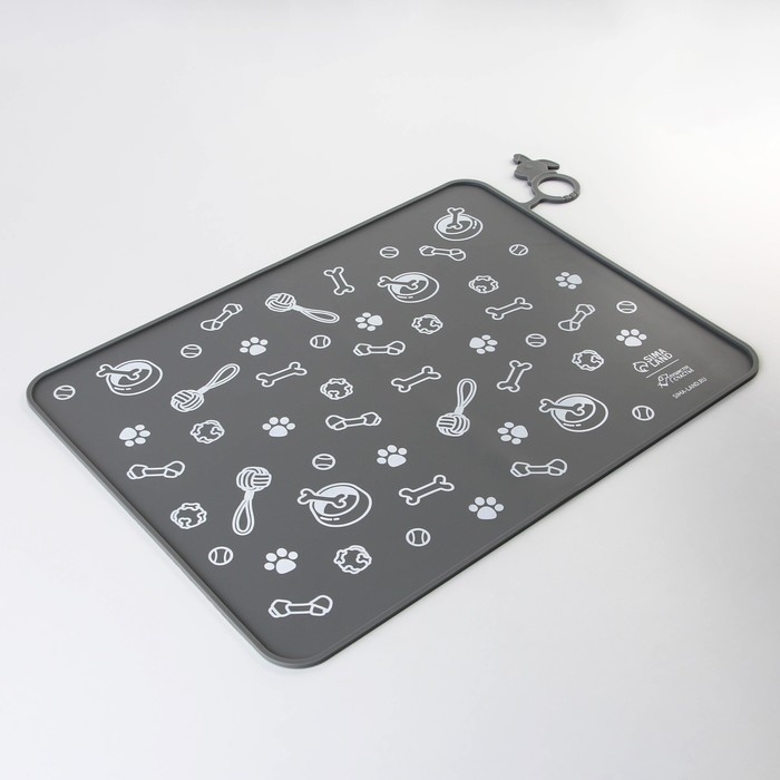 Коврик силиконовый под миску «Паттерн», 30х40 см, серый Коврик силиконовый под миску «Паттерн», 30х40 см, серый