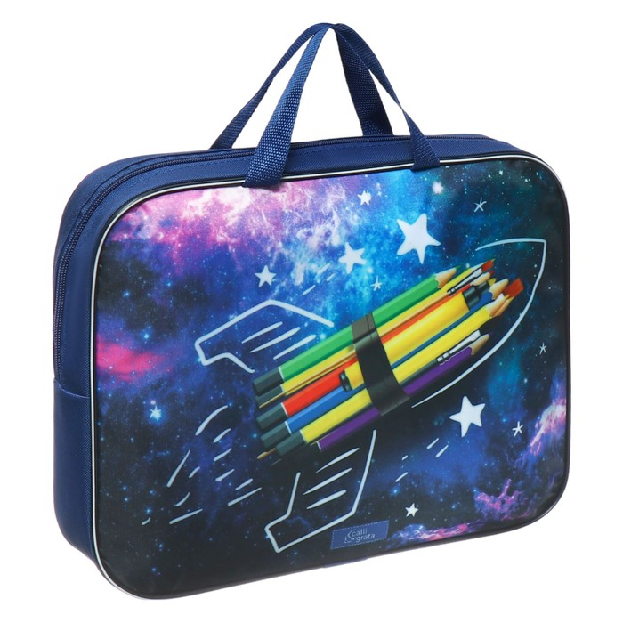 Папка с ручками текстильная А4, 350 х 270 х 70 мм, Calligrata Папка с ручками текстильная А4, 350 х 270 х 70 мм, Calligrata "Космос"