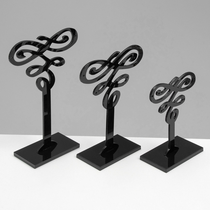 Подставка под серьги (набор 3 шт.) декор 9,5×7×11 см, цвет чёрный