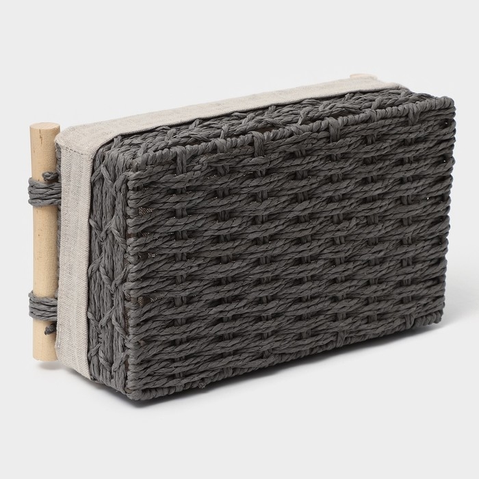 Корзины для хранения LaDо́m, ручное плетение, с ручками, 2 шт, цвет серый Корзины для хранения LaDо́m, ручное плетение, с ручками, 2 шт, цвет серый