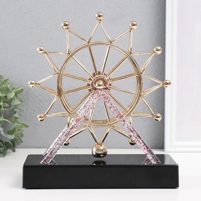 Маятник пластик Маятник пластик "Колесо обозрения" от батареек, золото 21,8х8,8х25,5 см