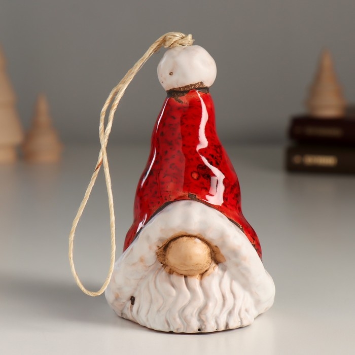 Колокольчик керамика  Колокольчик керамика "Дедушка Мороз в большом колпаке" 6,5х6,5х10,5 см