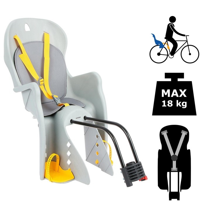 Велокресло заднее BQ-7A, крепление на раму, цвет серый Велокресло заднее BQ-7A, крепление на раму, цвет серый