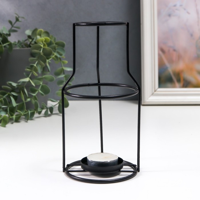 Подсвечник металл на 1 свечу Подсвечник металл на 1 свечу "Лофт. Бутыль" чёрный 18,5х9х9 см