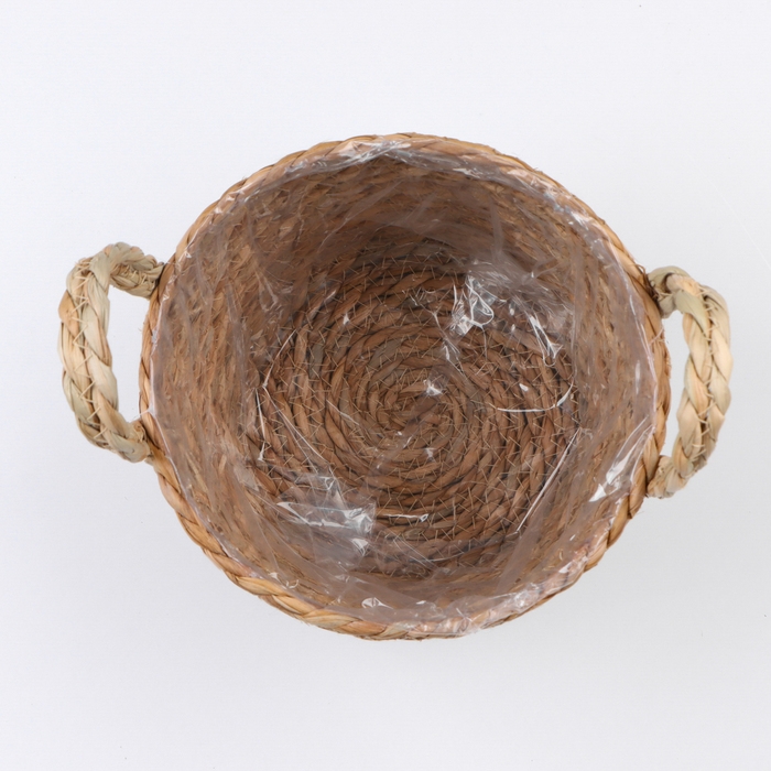 Кашпо плетеное  Кашпо плетеное "Кения" цилиндр с ручками, 17,5х17,5х16 см, натуральный