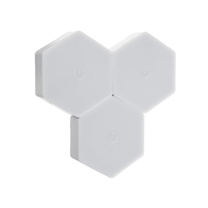 Набор светильник сенсорный Набор светильник сенсорный "соты с пультом" 3 шт, 85х75мм, RGB, 3*ААА (не в компл.)