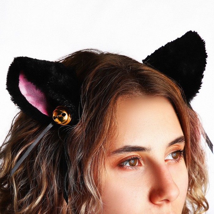 Рюкзак школьный текстильный с ушками на заколках, 27х23 см, чёрный цвет Рюкзак школьный текстильный с ушками на заколках, 27х23 см, чёрный цвет