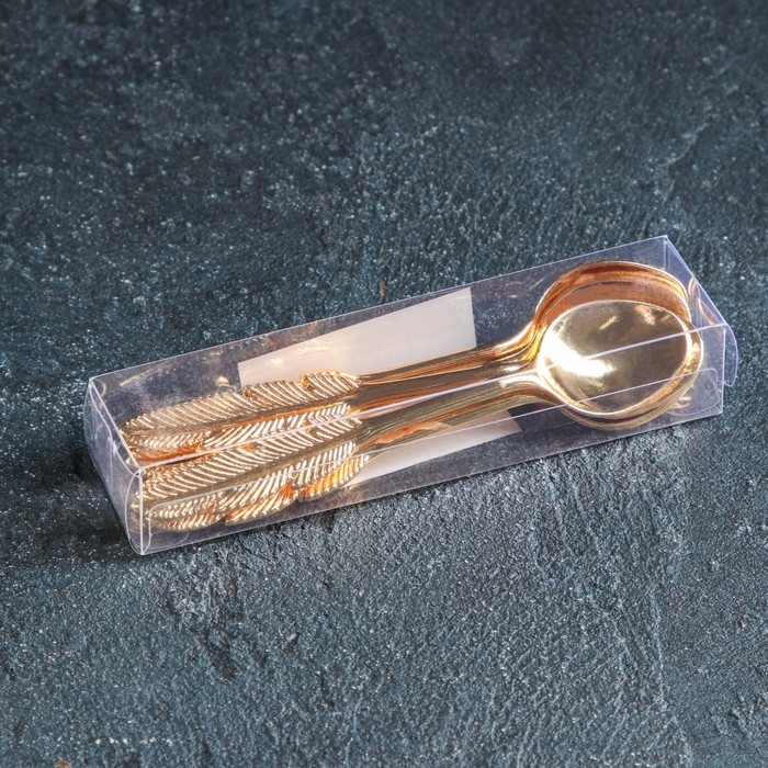 Набор ложек чайных «Перо», длина 12 см, 6 шт, цвет золотой Набор ложек чайных «Перо», длина 12 см, 6 шт, цвет золотой