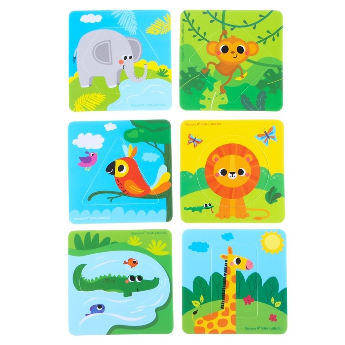 Мягкий пазл для малышей «Африка», по методике Сегена , 6 деталей, Крошка Я Мягкий пазл для малышей «Африка», по методике Сегена , 6 деталей, Крошка Я