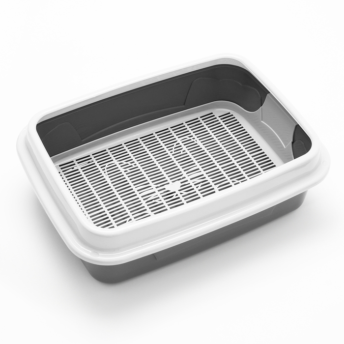 Туалет с бортом с сеткой, 45х34х15 см, серый Туалет с бортом с сеткой, 45х34х15 см, серый