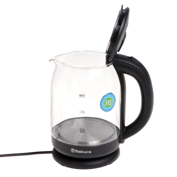 Чайник электрический Sakura SA-2709SPBK, стекло, 1.8 л, 1800 Вт, чёрный Чайник электрический Sakura SA-2709SPBK, стекло, 1.8 л, 1800 Вт, чёрный