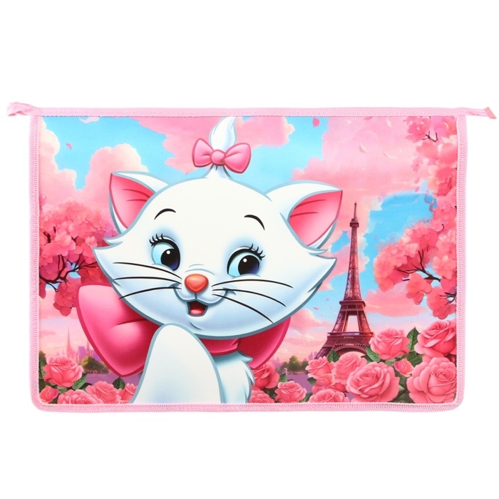 Папка д/тетрадей А4 молния сверху пластик ПМ-А4-29, Кошечка Мари Папка д/тетрадей А4 молния сверху пластик ПМ-А4-29, Кошечка Мари