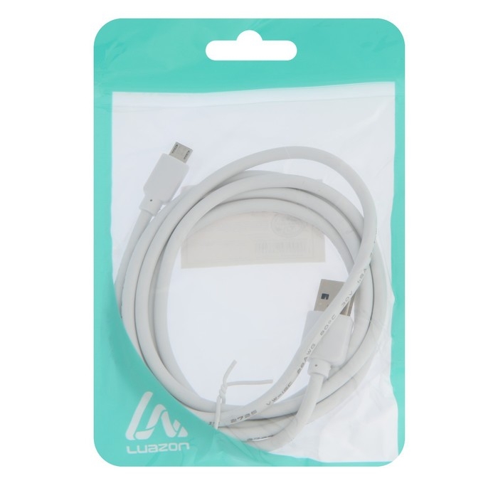 Кабель Luazon, microUSB - USB, 1 А, 1.5 м, утолщенный, белый Кабель Luazon, microUSB - USB, 1 А, 1.5 м, утолщенный, белый
