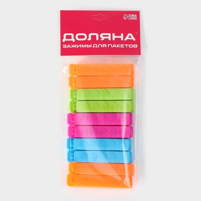 Зажимы для пакетов Доляна, 7,5 см, 10 шт, цвет МИКС Зажимы для пакетов Доляна, 7,5 см, 10 шт, цвет МИКС