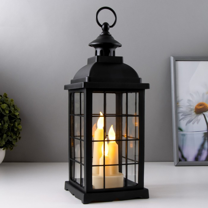 Ночник Ночник "Свечи" LED батарейки 3хААА (не в комплекте), черный 13х13х38 см, свечение желтое