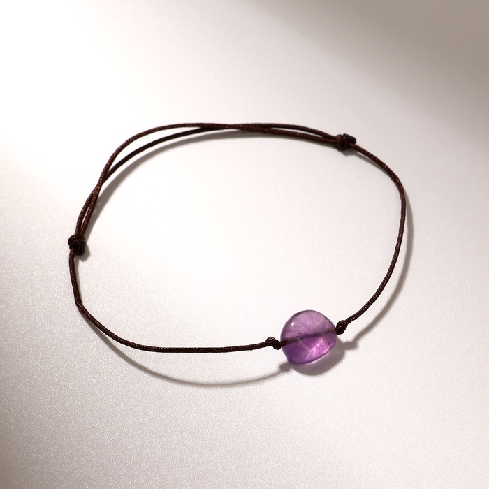 Браслет желаний «Аметист» на коричневой нити, длина регулируется Браслет желаний «Аметист» на коричневой нити, длина регулируется