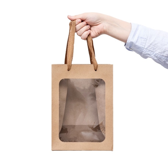 Пакет подарочный, с окном, 25 х 18 х 13 см, крафт Пакет подарочный, с окном, 25 х 18 х 13 см, крафт