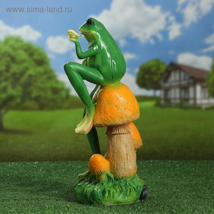 Садовая фигура  Садовая фигура "Лягушка с бабочкой" 14х14х39см