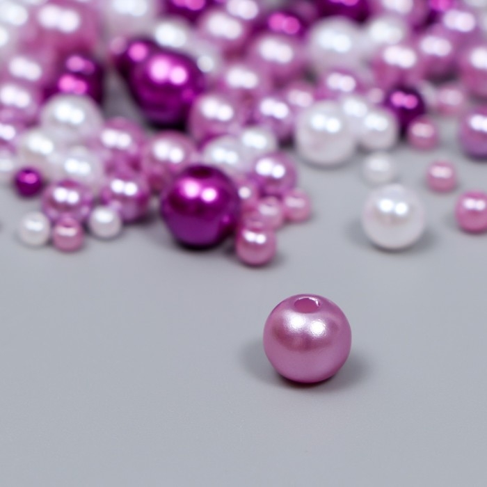 Бусины для творчества пластик Бусины для творчества пластик "Круглые. Ассорти фиолетовое" d=3-8 мм, набор 10 гр