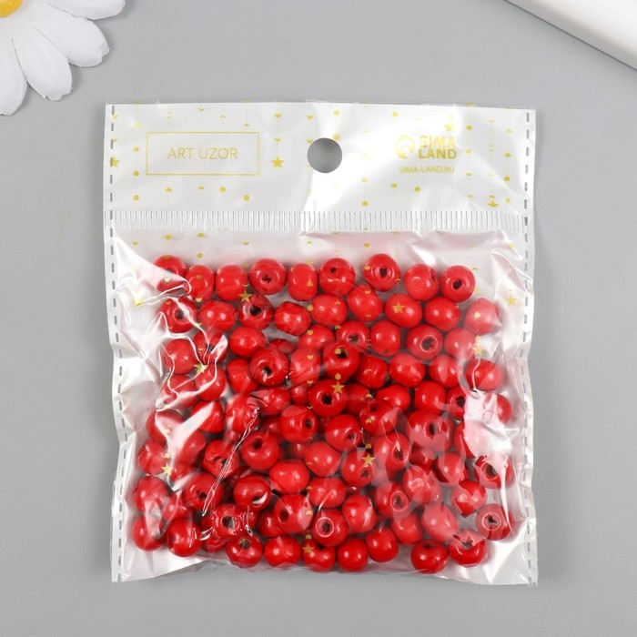 Бусины для творчества дерево Бусины для творчества дерево "Красные" d=0,8 см набор 20 гр