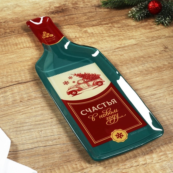 Новый год. Тарелка стеклянная «Счастья в новом году», 12 х 35 см Новый год. Тарелка стеклянная «Счастья в новом году», 12 х 35 см