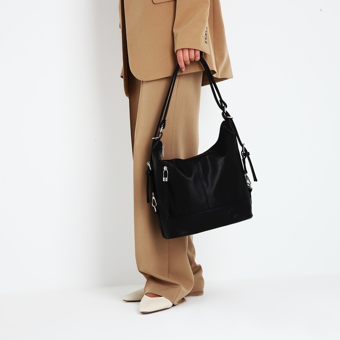 Сумка-тоут на молнии, цвет чёрный