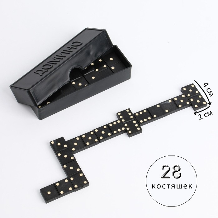 Настольная игра, домино, Настольная игра, домино, "Классическое", 28 шт, костяшка 4 х 2 х 0.5 см