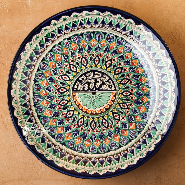 Ляган Риштанская Керамика  Ляган Риштанская Керамика "Узоры", 42 см, синий микс