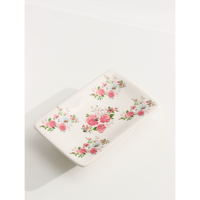 Набор аксессуаров для ванной комнаты «Розовые розы», 4 предмета (дозатор 300 мл, мыльница, 2 стакана), цвет белый Набор аксессуаров для ванной комнаты «Розовые розы», 4 предмета (дозатор 300 мл, мыльница, 2 стакана), цвет белый