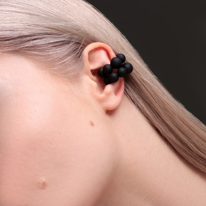 Серьги «Каффы» набор 2 шт, сферы, цвет чёрный Серьги «Каффы» набор 2 шт, сферы, цвет чёрный