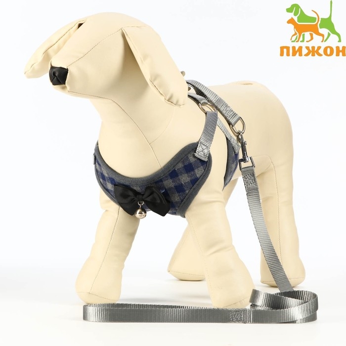 Комплект амуниции с мягкой шлейкой, М, поводок 120 х 1 см, ОШ 28-48 см, ОГ 32-52 см, серый Комплект амуниции с мягкой шлейкой, М, поводок 120 х 1 см, ОШ 28-48 см, ОГ 32-52 см, серый