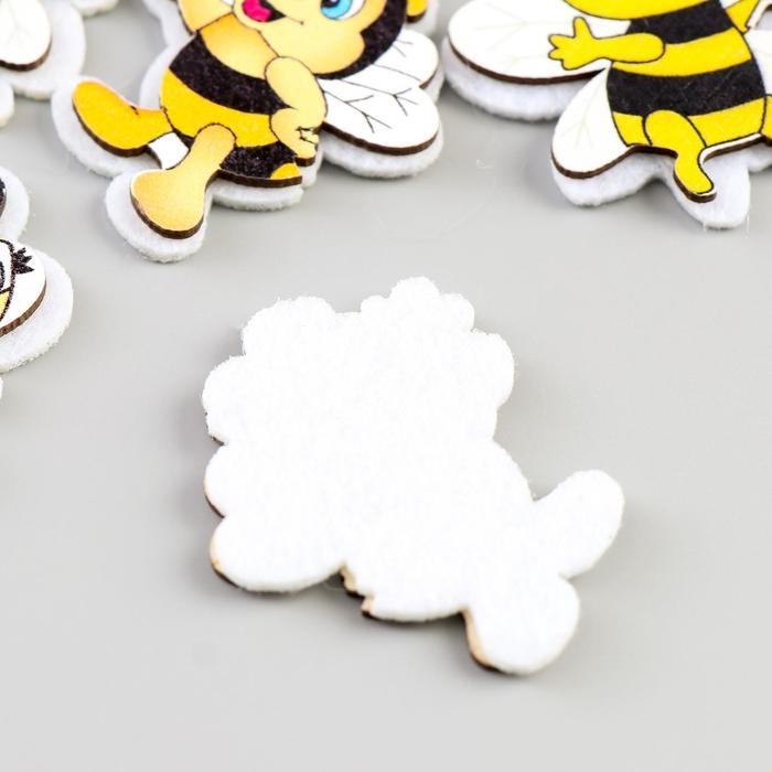 Декор для творчества дерево, войлок Декор для творчества дерево, войлок "Пчёлка" набор 6 шт 4х3,8 см