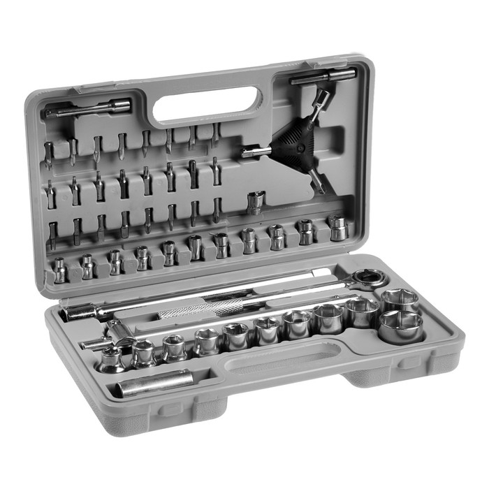 Набор инструментов в кейсе ТУНДРА, автомобильный, 1/2 Набор инструментов в кейсе ТУНДРА, автомобильный, 1/2" и 1/4", 54 предмета