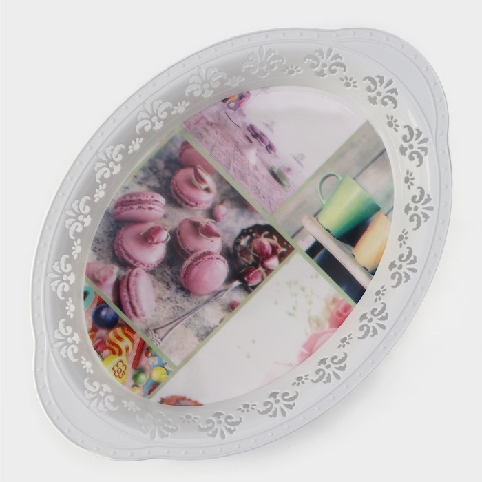 Поднос пластиковый «Вензель», 30,5×21,5 см, рисунок МИКС Поднос пластиковый «Вензель», 30,5×21,5 см, рисунок МИКС