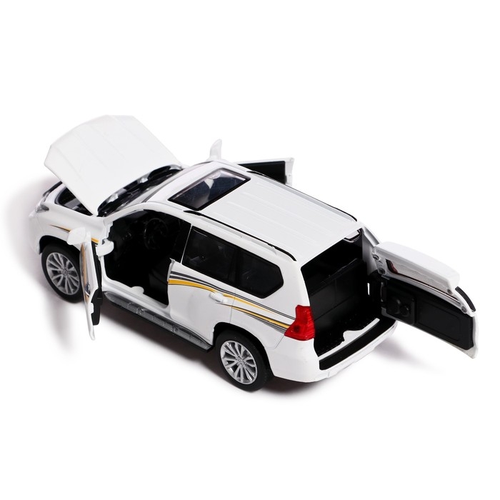 Машина металлическая Land Cruiser Prado 1:32, свет и звук, открываются двери, капот, багаж, инерция Машина металлическая Land Cruiser Prado 1:32, свет и звук, открываются двери, капот, багаж, инерция