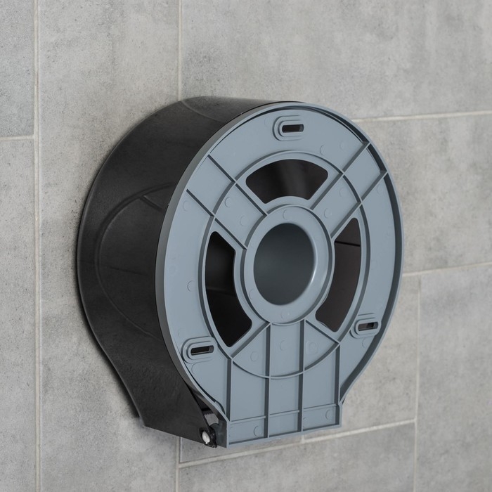 Диспенсер туалетной бумаги, 28×27,5×12 см, втулка 6,5 см, пластик, цвет чёрный Диспенсер туалетной бумаги, 28×27,5×12 см, втулка 6,5 см, пластик, цвет чёрный