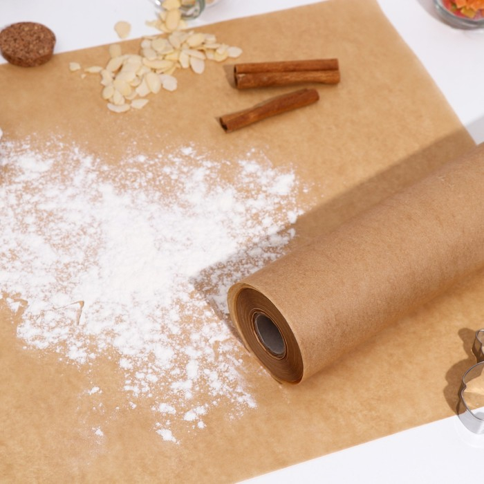 Пергамент силиконизированный, коричневый, жиростойкий, 38 см х 50 м Пергамент силиконизированный, коричневый, жиростойкий, 38 см х 50 м