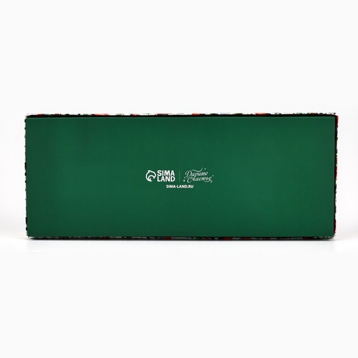 Коробка складная под 12 конфет «Снегири», 3.8 х 10.5 х 26.5 см, Новый год