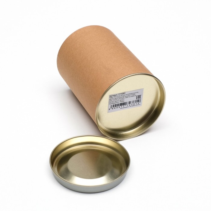 Тубус 73х110 мм (90 мм внутренняя высота), картон, металлическая крышка Тубус 73х110 мм (90 мм внутренняя высота), картон, металлическая крышка