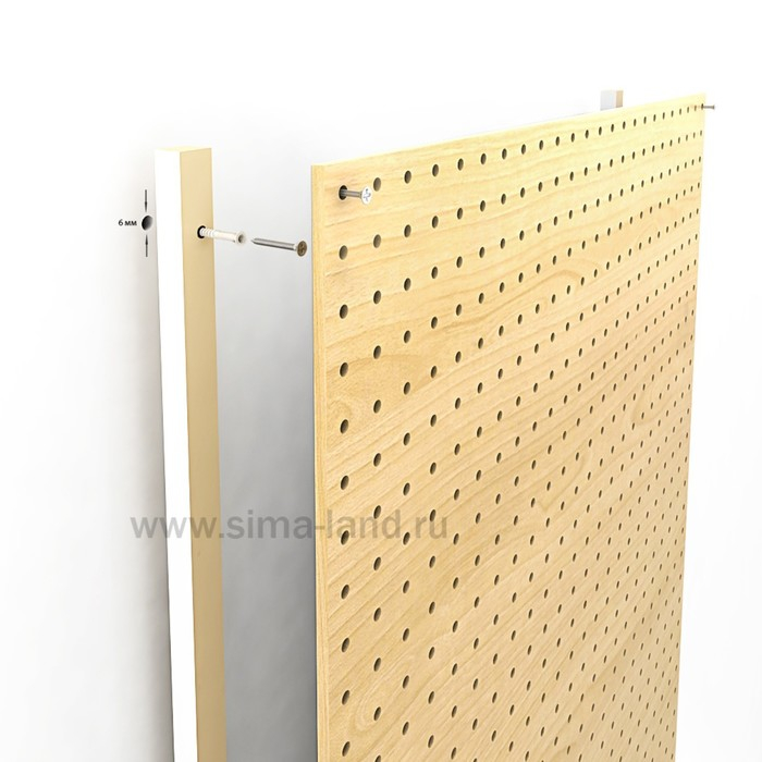 Настенная перфорированная панель односторонняя 60×0,6×180 см, шаг 2,5 см, цвет чёрный