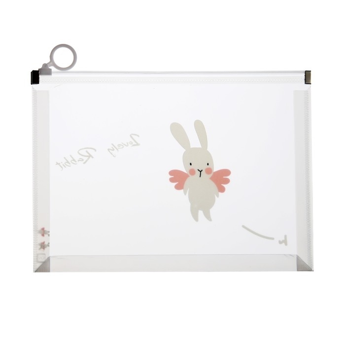 Папка-конверт на молнии формат А5, 180мкр, с рисунком Папка-конверт на молнии формат А5, 180мкр, с рисунком "Зайчик", МИКС