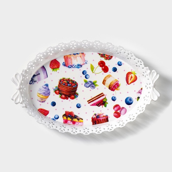 Поднос овальный Доляна «Пастораль», 36×22×5 см, цвет МИКС Поднос овальный Доляна «Пастораль», 36×22×5 см, цвет МИКС