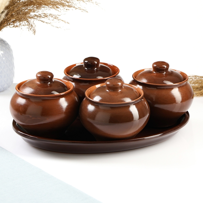 Набор горшков  Набор горшков "Подарочный" 4х0,5л / 34,5х24,5см, былина