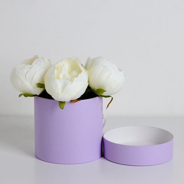 Подарочная коробка, круглая, лавандовая,с шнурком, 12 х 12 см Подарочная коробка, круглая, лавандовая,с шнурком, 12 х 12 см