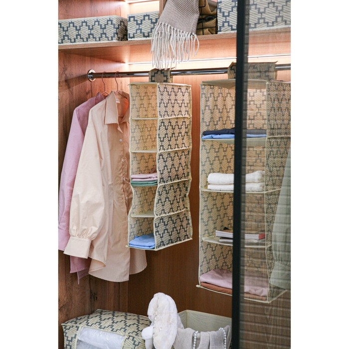 Органайзер подвесной Доляна «Гэтс», 5 отделений, 30×15×70 см, цвет бежевый Органайзер подвесной Доляна «Гэтс», 5 отделений, 30×15×70 см, цвет бежевый