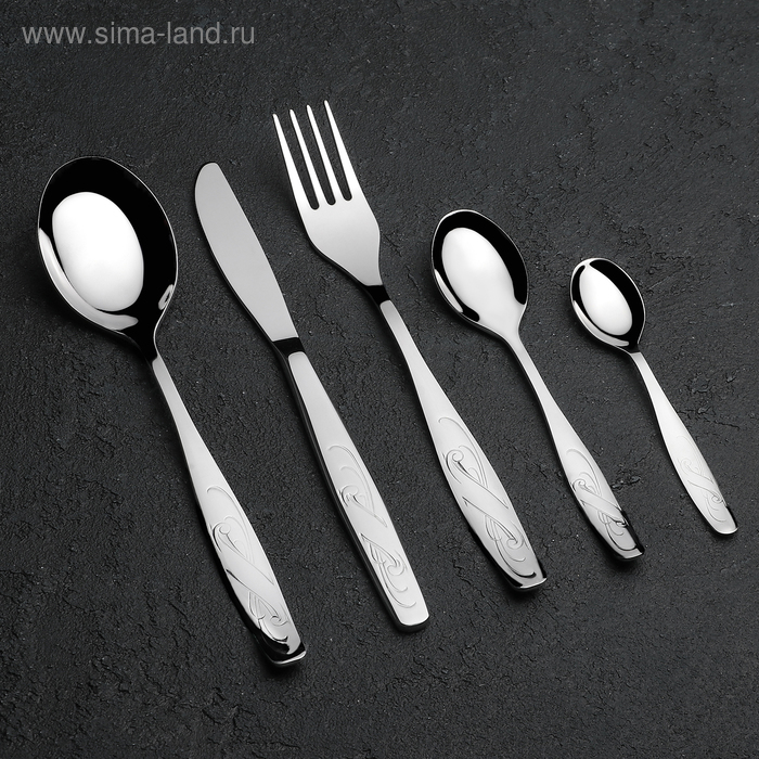 Набор столовый «Лира», 30 предметов, декоративная коробка, цвет серебряный Набор столовый «Лира», 30 предметов, декоративная коробка, цвет серебряный