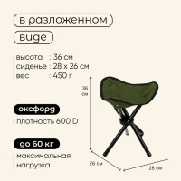 Стул туристический maclay, 28 х 26 х 36 см, до 60 кг, цвет зелёный