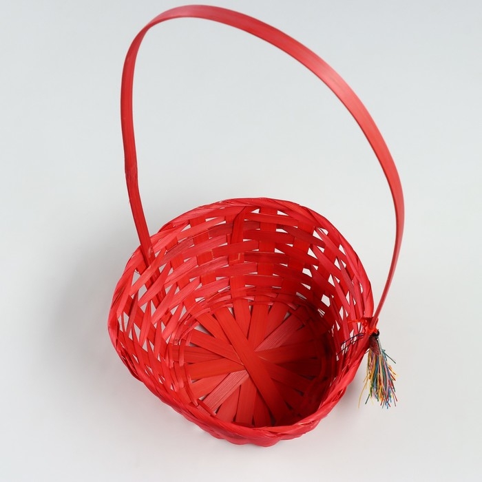 Корзина плетеная, D19 х 9 х 32 см, розовая, бамбук Корзина плетеная, D19 х 9 х 32 см, розовая, бамбук