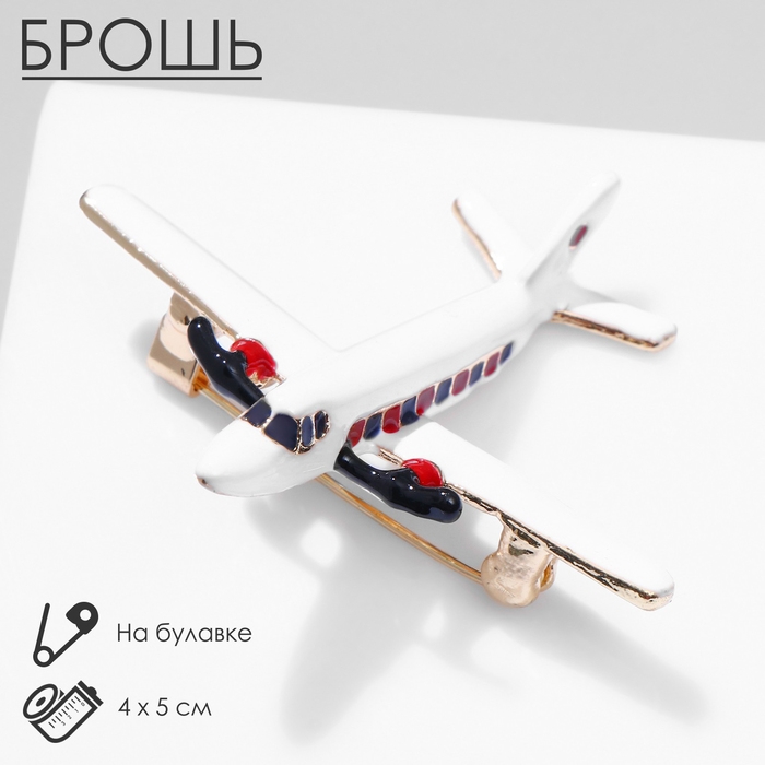 Брошь «Самолёт» лайнер, цветная в золоте Брошь «Самолёт» лайнер, цветная в золоте