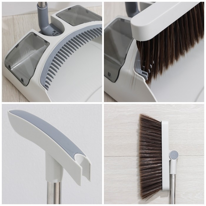 Щётка для пола Raccoon: совок 28×27×89 см, щётка 23×94 см, цвет белый Щётка для пола Raccoon: совок 28×27×89 см, щётка 23×94 см, цвет белый